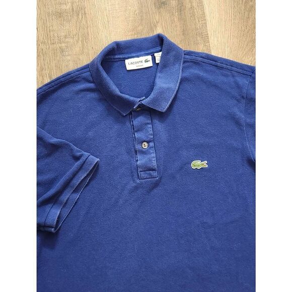 Lacoste Men's Slim Fit Large 40 in chest Piqué Polo Blue Cotton alligator Knit - Picture 6 of 6